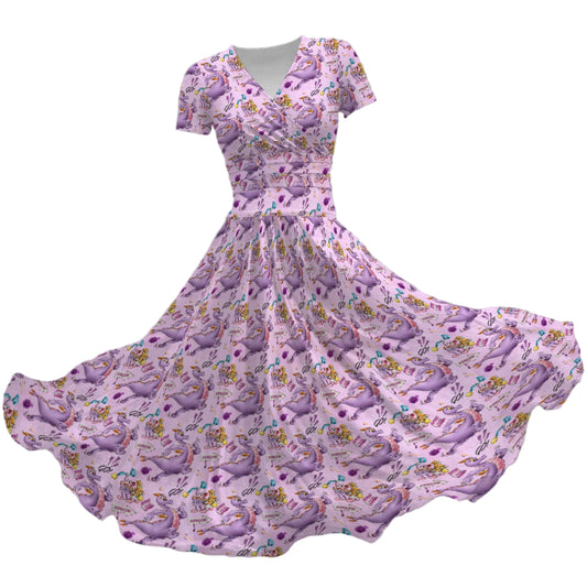 Figment Race Day Dash - Women's V-Neck Ruched Midi Dress