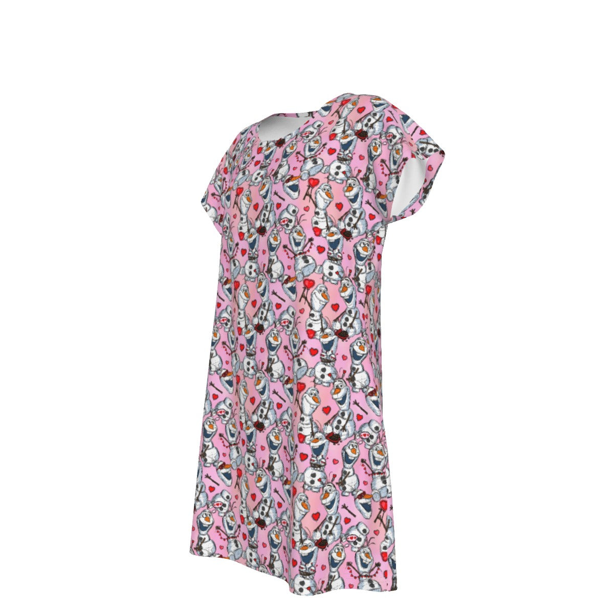 Sketched Snowman Valentine’s Day - Women's T-Shirt Dress
