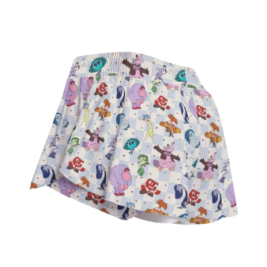 Blue Check Emotional Spectrum - Women's Flowy Pocket Shorts