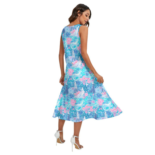 Ice Queen Frosted Florals - Women’s Diagonal Pocket Midi Dress