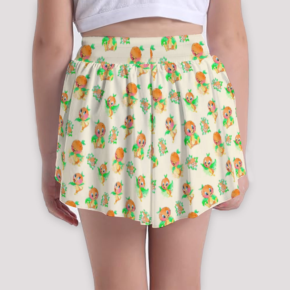 Citrus Charm Bird - Girls’ Flowy Pocket Shorts