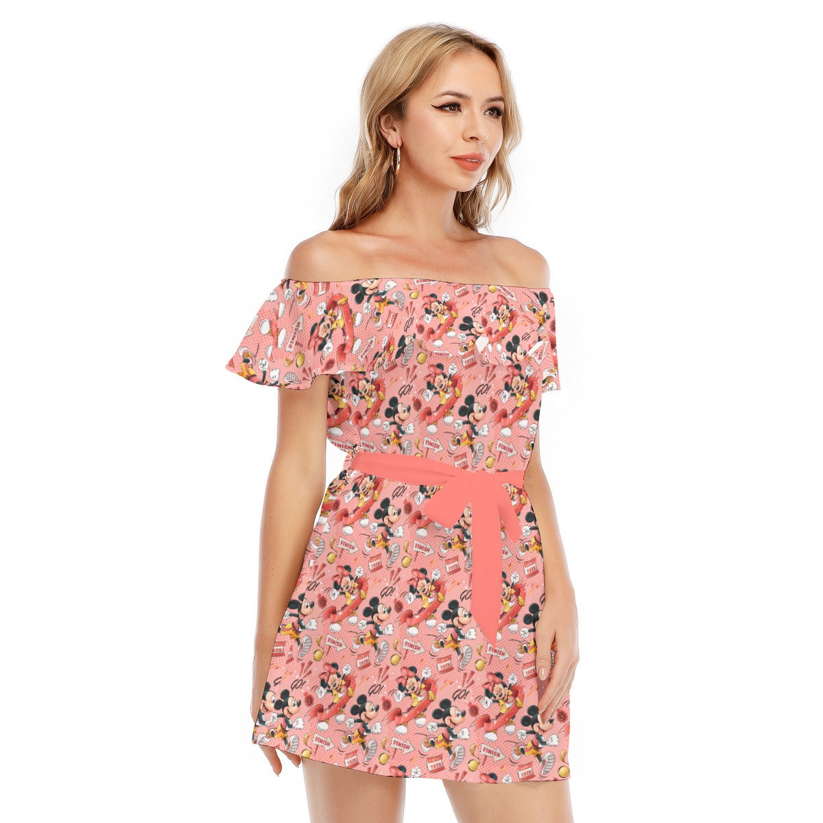 Power Couple Race Ready - Women's Off-shoulder Ruffle Dress