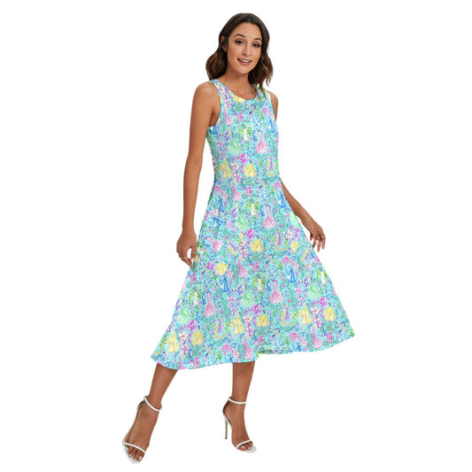 Bright Tropical Princess - Mashup - Women’s Diagonal Pocket Midi Dress
