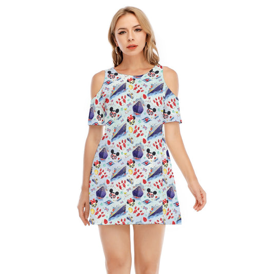DCL Cruise Style Adventure - Women's Cold Shoulder Cotton Dress