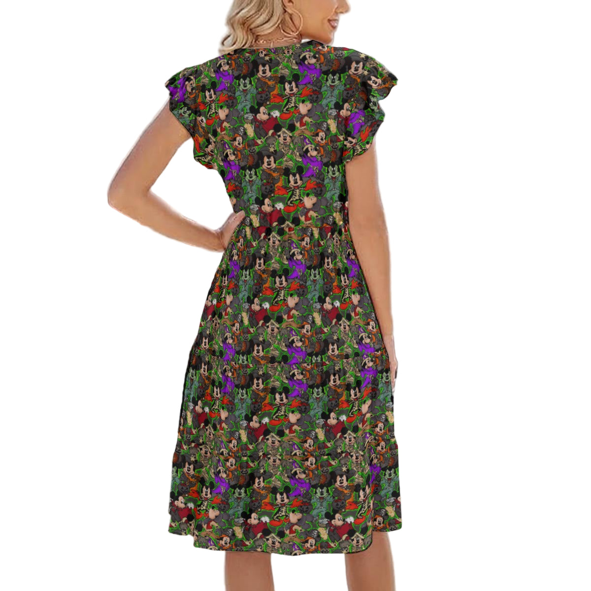 Halloween Costume Mashup - Women's Tiered Pocket Midi Dress