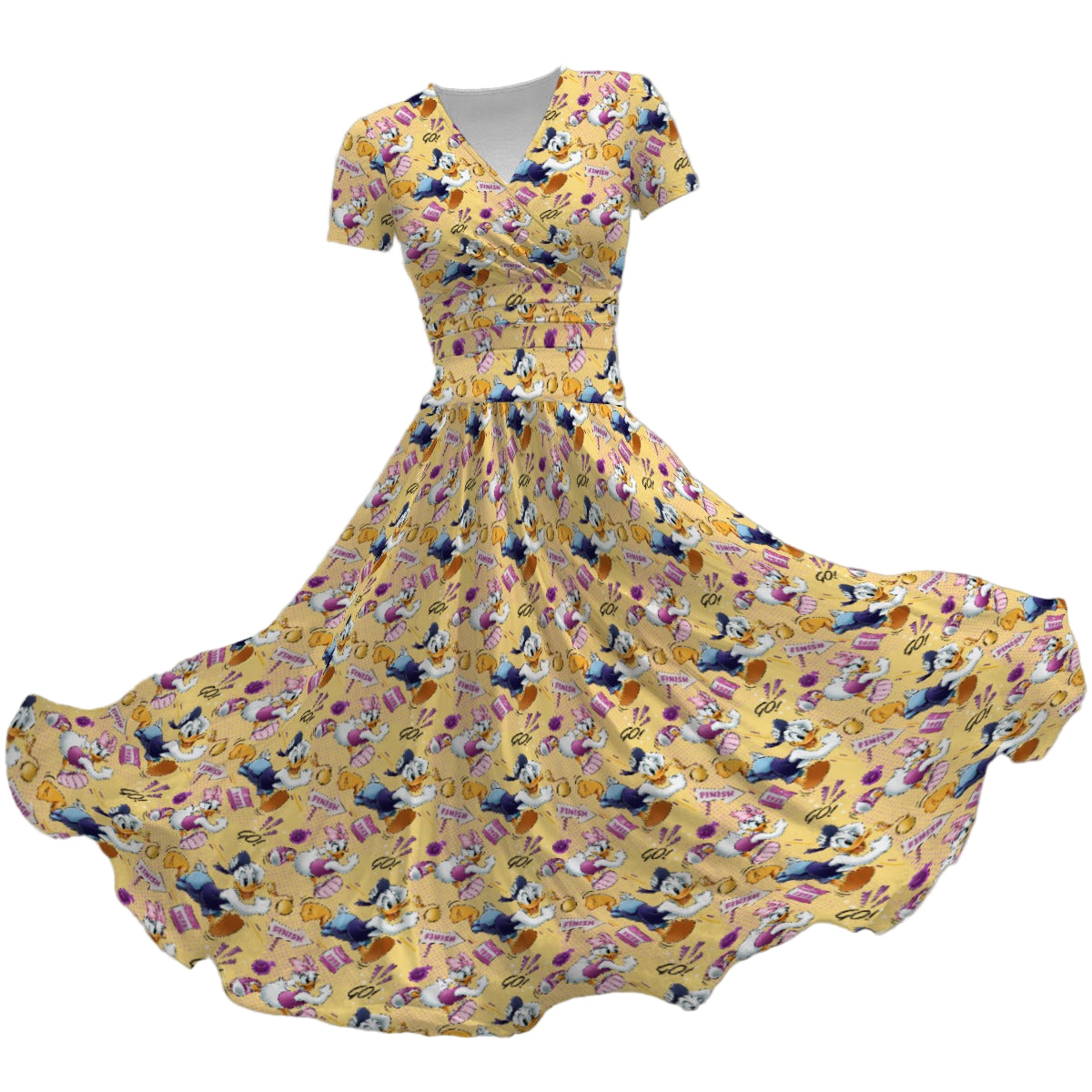 Feisty Marathon Match-Up - Women's V-Neck Ruched Midi Dress