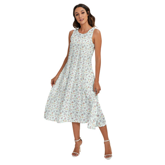 Springtime Bunny Cheer - Women’s Diagonal Pocket Midi Dress
