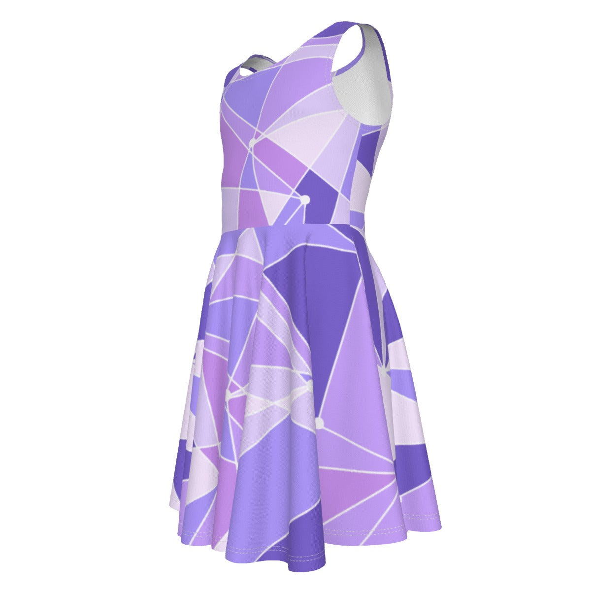 Geometric Purple Wall - Kid's Sleeveless Skater Dress