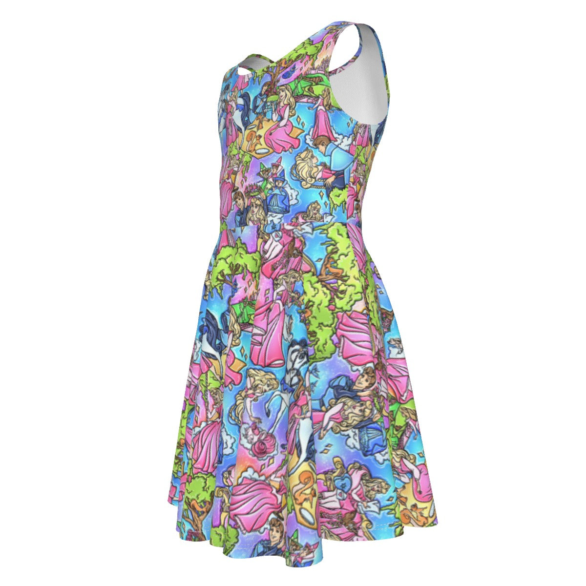 Dreaming Princess Storybook Scenes - Kid's Sleeveless Skater Dress