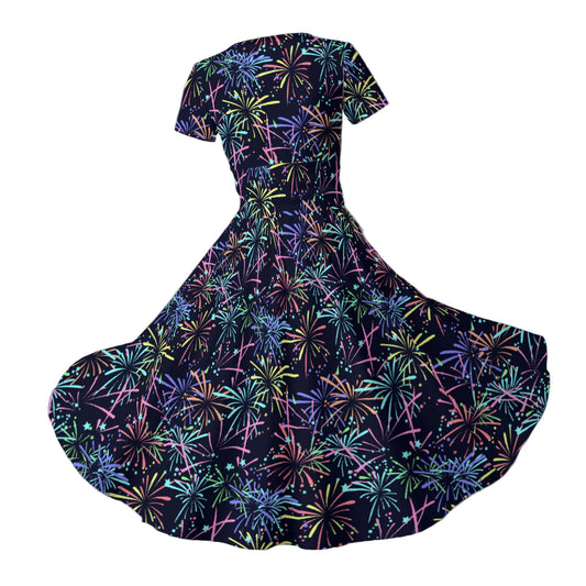 Fireworks - Women's V-Neck Ruched Midi Dress
