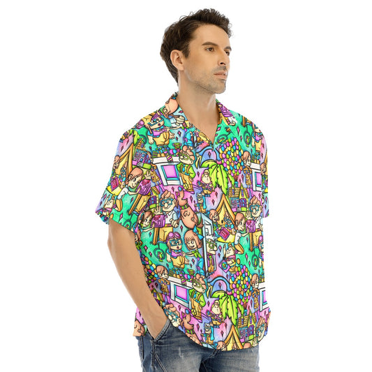 Balloon House Adventure Scenes - Men's Hawaiian Button Up Shirt