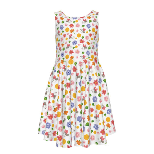 Floral Friends Springtimennie - Kid's Sleeveless Skater Dress