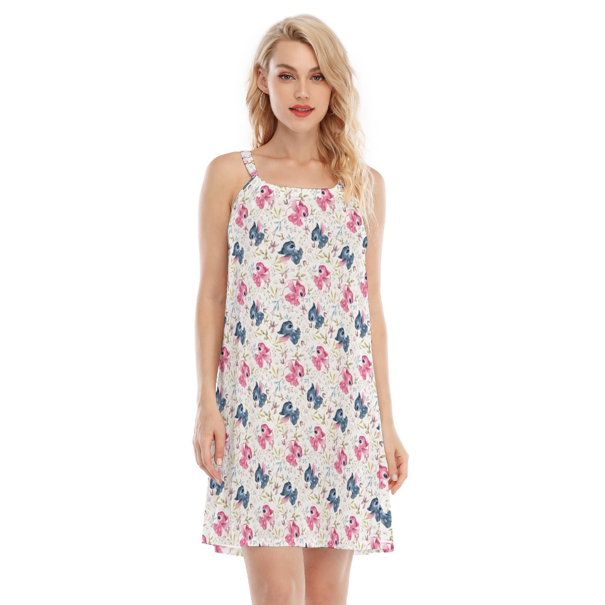 Blue Alien & Pink Friend Love - Women’s Adjustable Sundress