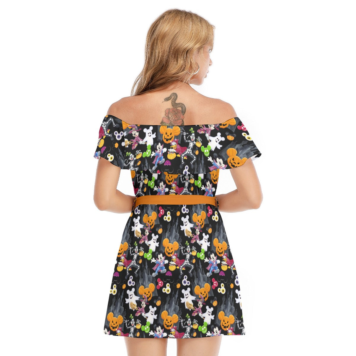 Mouse Gang Trick or Treat - Women's Off-shoulder Ruffle Dress