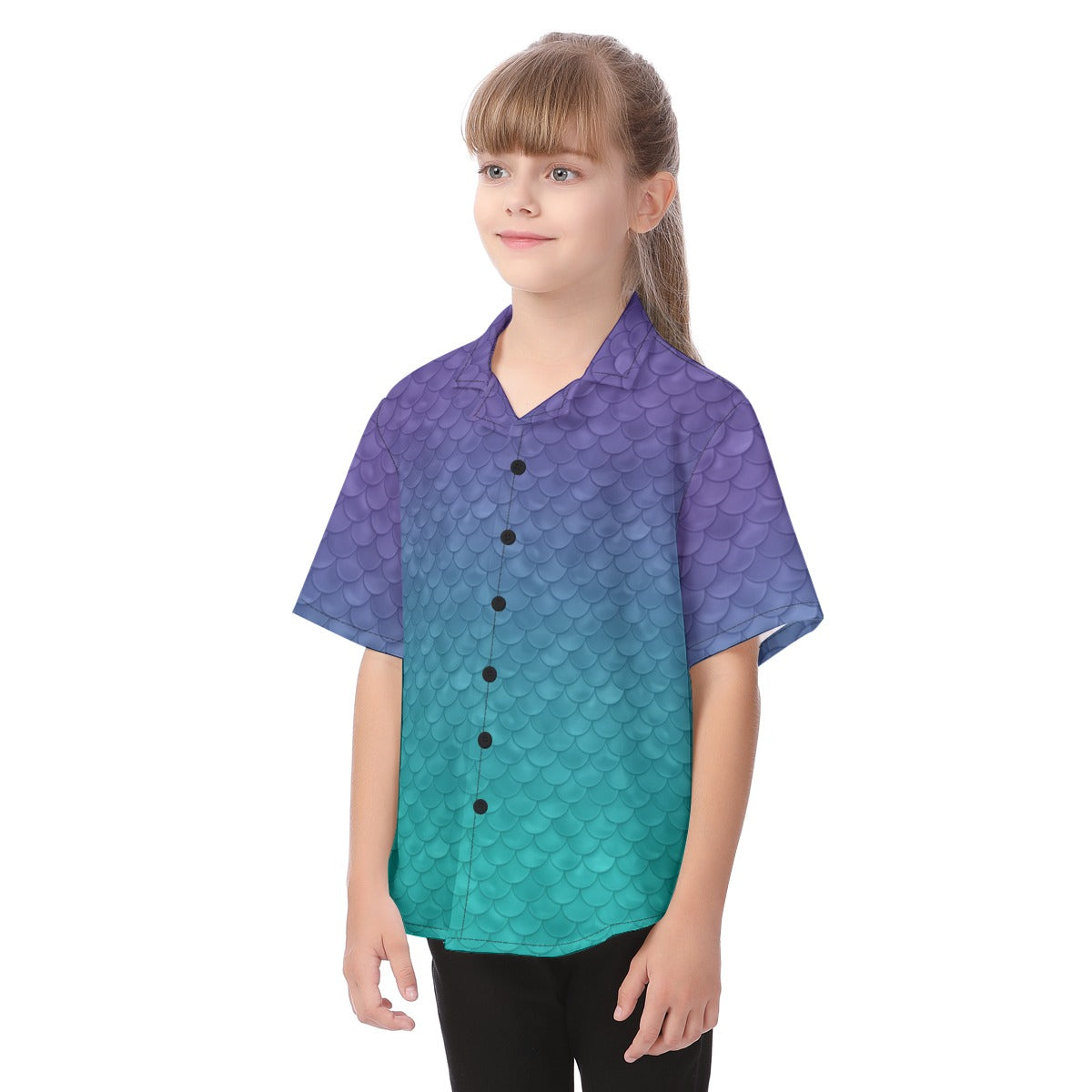 Dreamy Mermaid Scales - Kid's Hawaiian Button Up Shirt