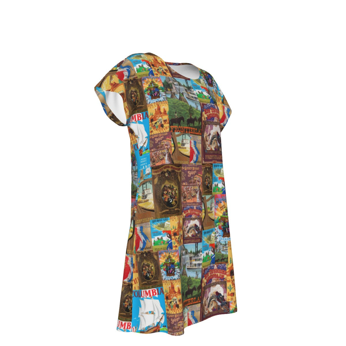 Vintage Frontier Ride Posters - Women's T-Shirt Dress