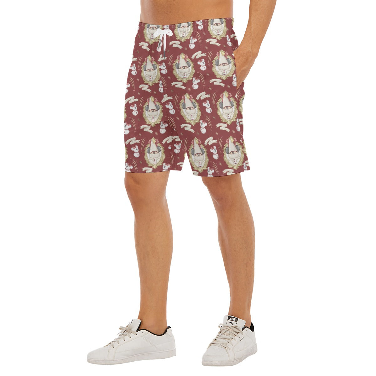Mouse and Bow Snow Gnomes - Men’s Pocket Beach Shorts