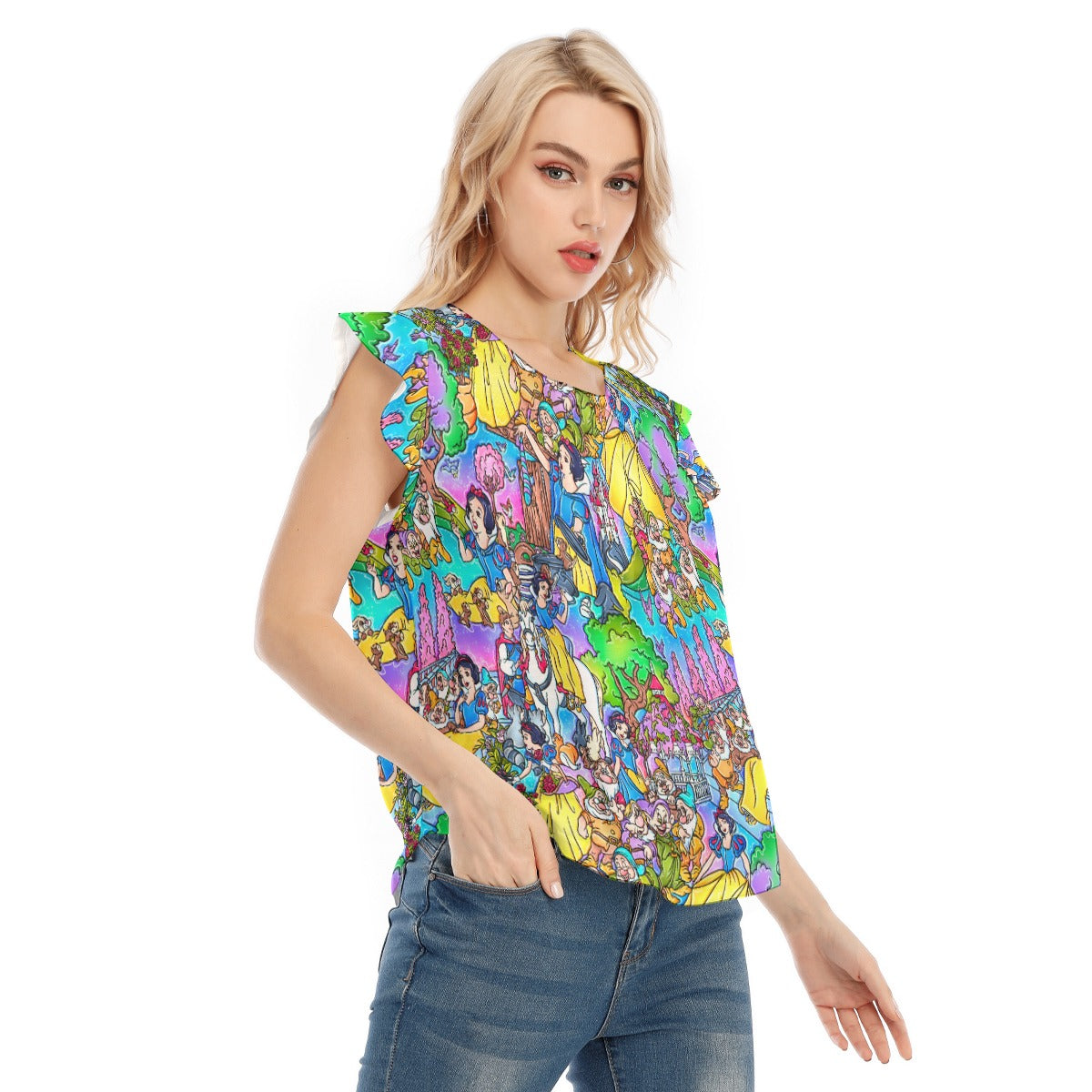 Fairest Princess Storybook Scenes - Women’s Flutter Sleeve Top