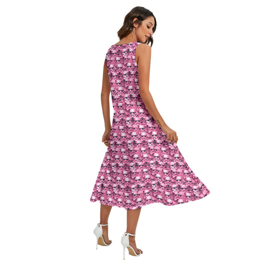 Pink Helmet Battalion - Women’s Diagonal Pocket Midi Dress
