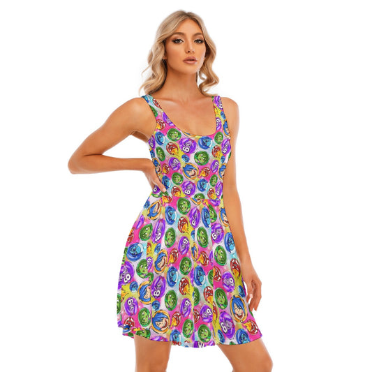 Inside Out Emotions - Women's Sleeveless Pocket Skater Dress