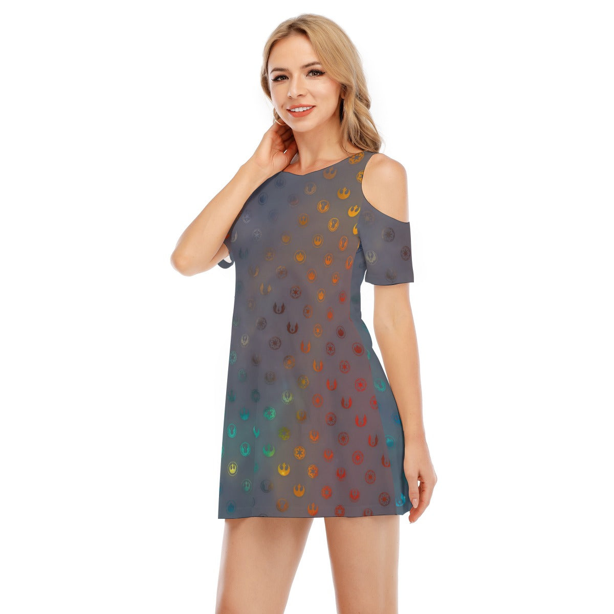 Galaxy Far Away - Women's Cold Shoulder Cotton Dress
