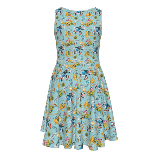 Cheerful Race Day Dashers - Kid's Sleeveless Skater Dress