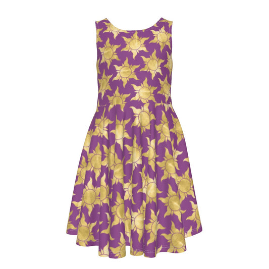 Golden Sun Symbols - Kid's Sleeveless Skater Dress