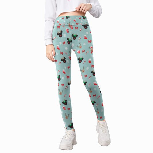 Festive Reindeer Mouse Holidayeers - Kid's Leggings
