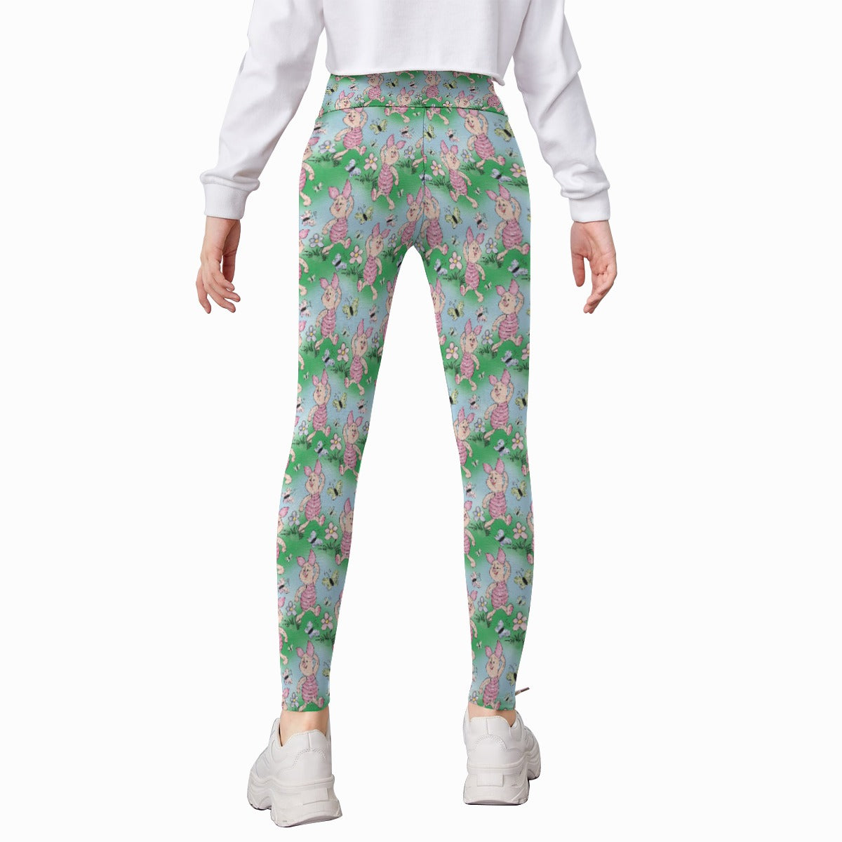 Sketched Shy Friend and Butterflies - Kid's Leggings