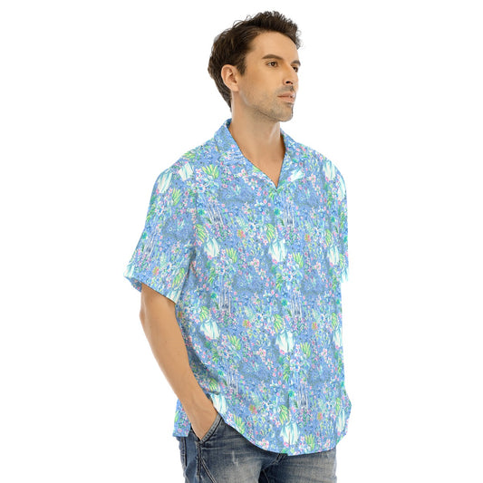Bright Tropical Princess - Cinderella - Men's Hawaiian Button Up Shirt