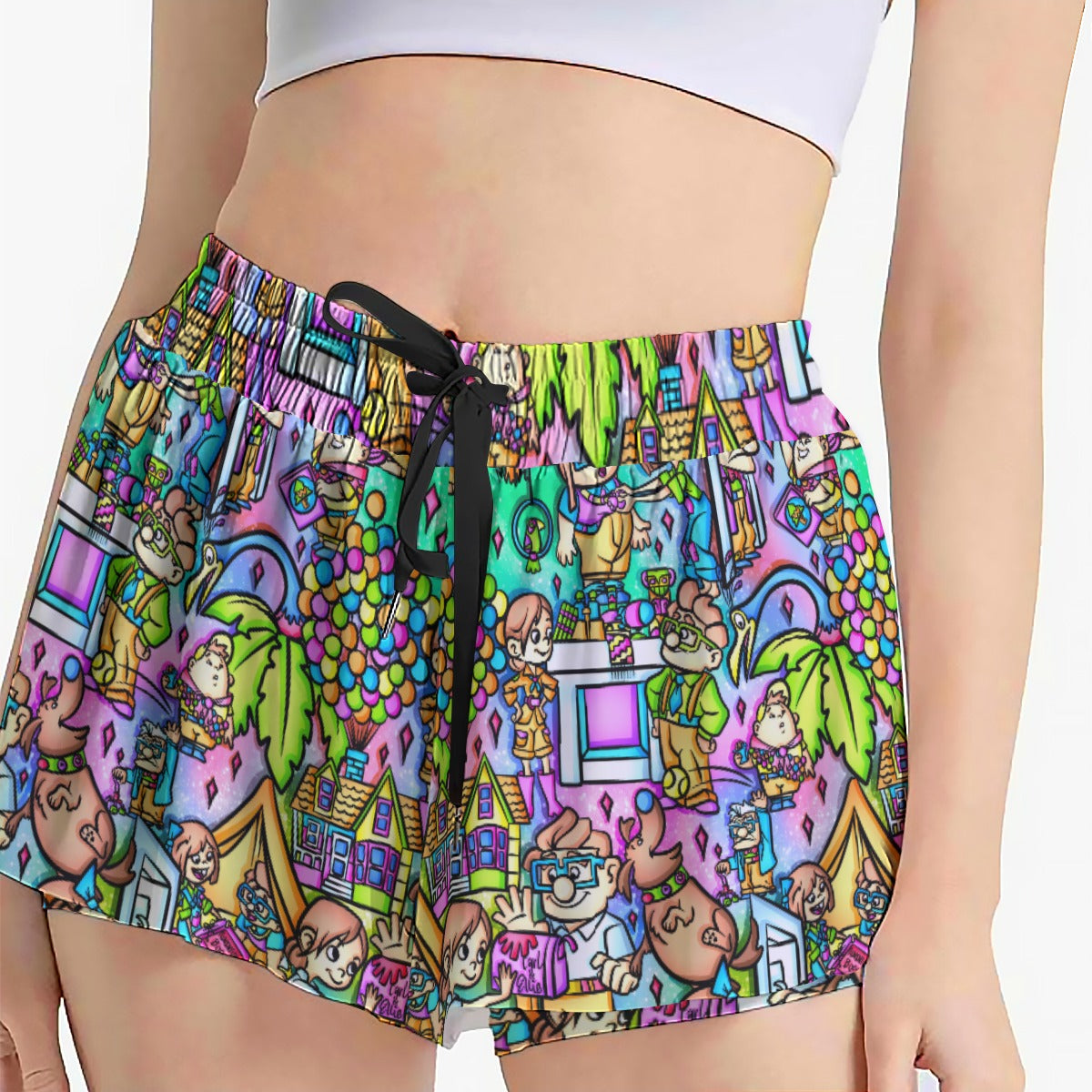 Balloon House Adventure Scenes - Women's Flowy Pocket Shorts