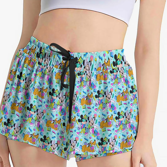 80s Pop Party Pals - Women's Flowy Pocket Shorts