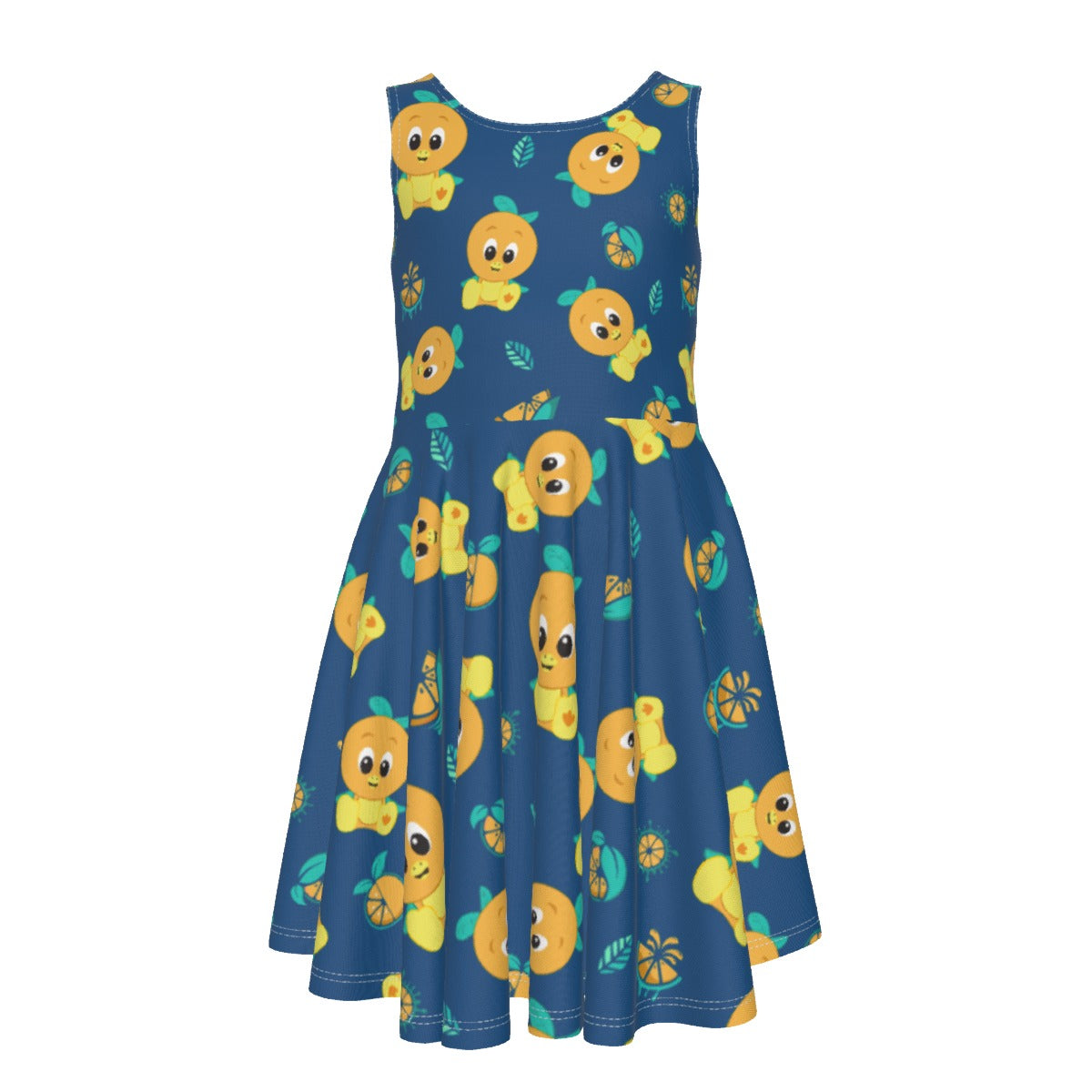 Cheerful Citrus Bird- Kid's Sleeveless Skater Dress