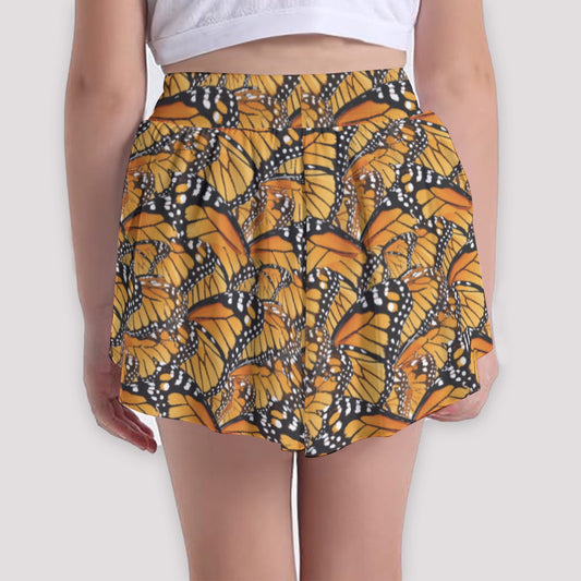 Animal Print - Monarch Butterfly - Girls’ Flowy Pocket Shorts