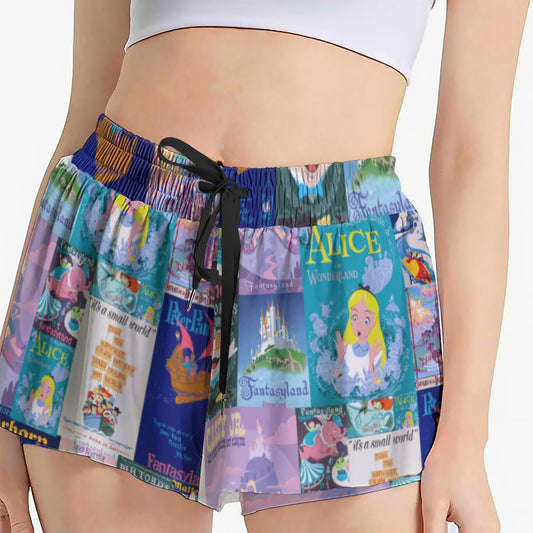 Vintage Fantasy Ride Posters - Women's Flowy Pocket Shorts