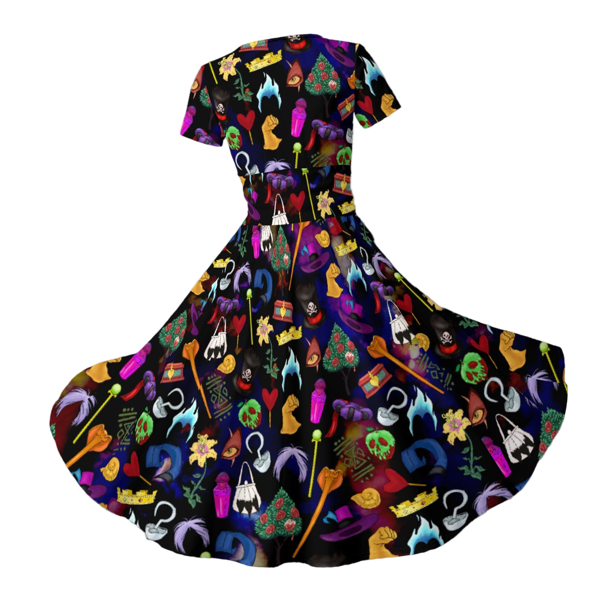 Villainous Icons Collage - Women's V-Neck Ruched Midi Dress
