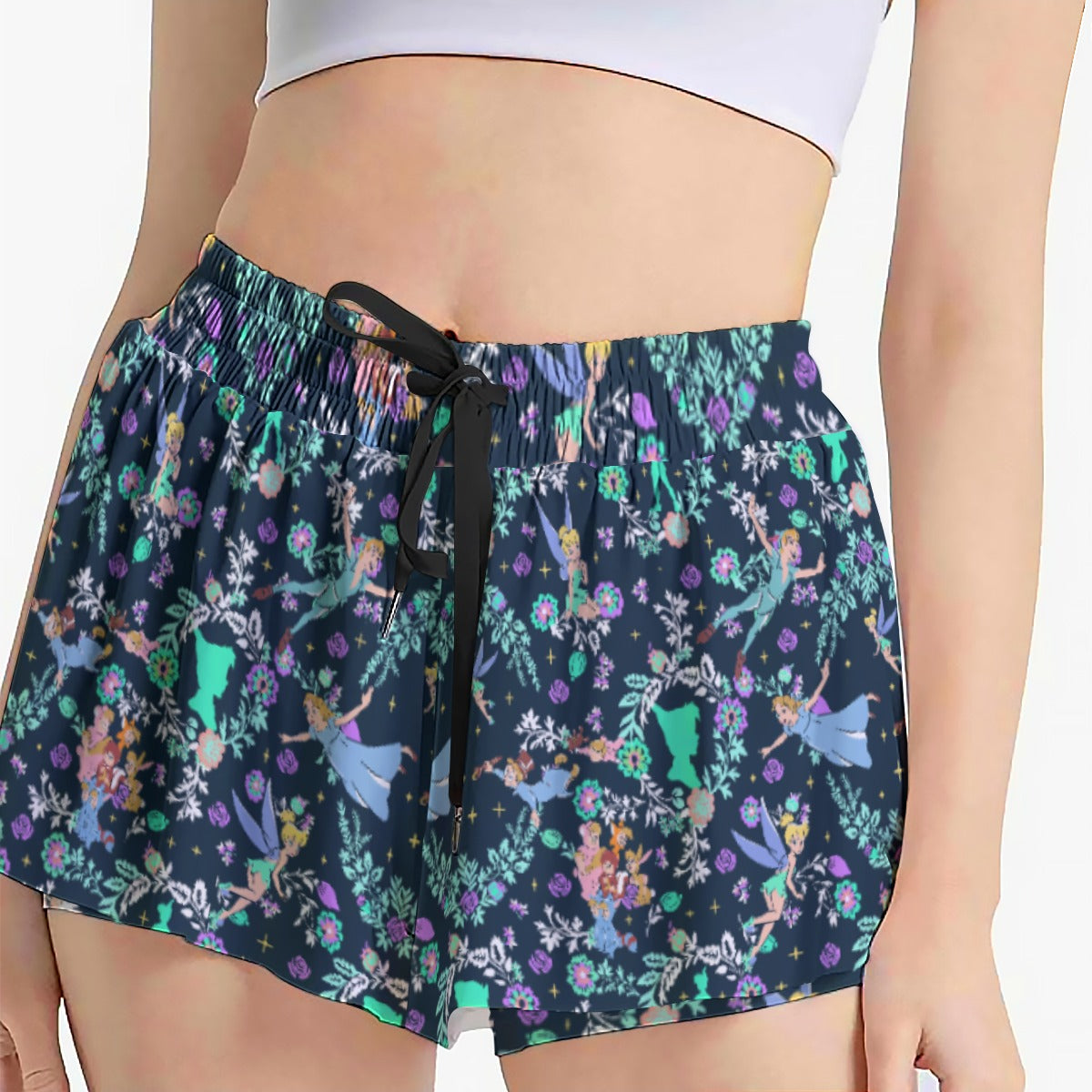 Garden Whimsy - Neverland Flight - Women's Flowy Pocket Shorts