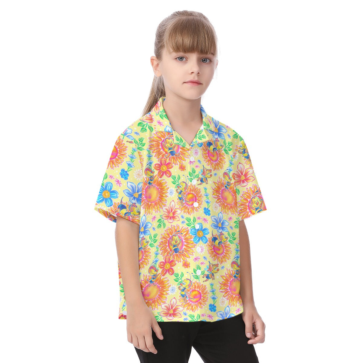 Buzzing Garden Buddy - Kid's Hawaiian Button Up Shirt