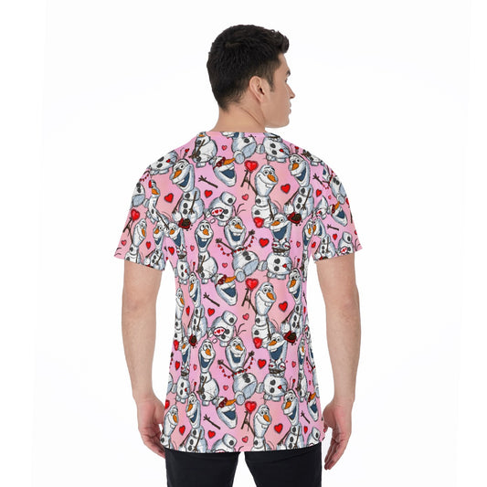 Sketched Snowman Valentine’s Day - Men's Short Sleeve T-Shirt