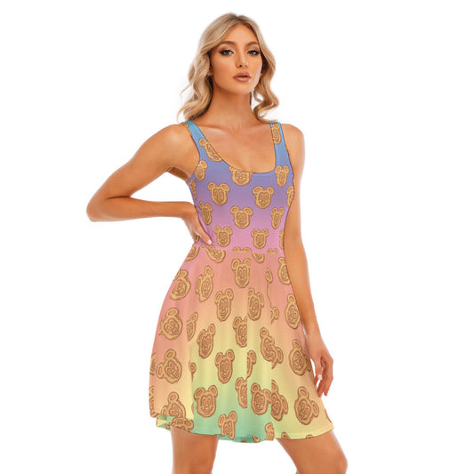 Rainbow Mouse Waffles - Women's Sleeveless Pocket Skater Dress