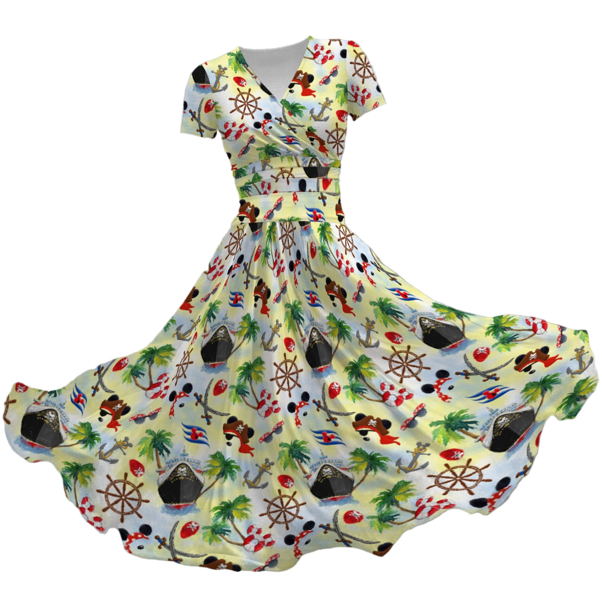 Pirate Night Cruise - Women's V-Neck Ruched Midi Dress