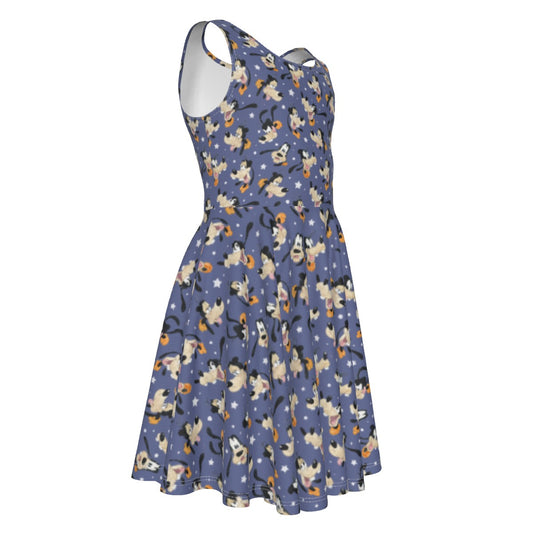 Funny Silly Dog - Kid's Sleeveless Skater Dress