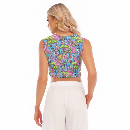 Dreaming Princess Storybook Scenes - Women’s Sleeveless Cropped Tee