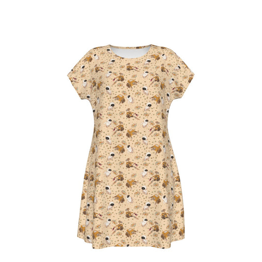 Botanical Robot Love Story - Women's T-Shirt Dress