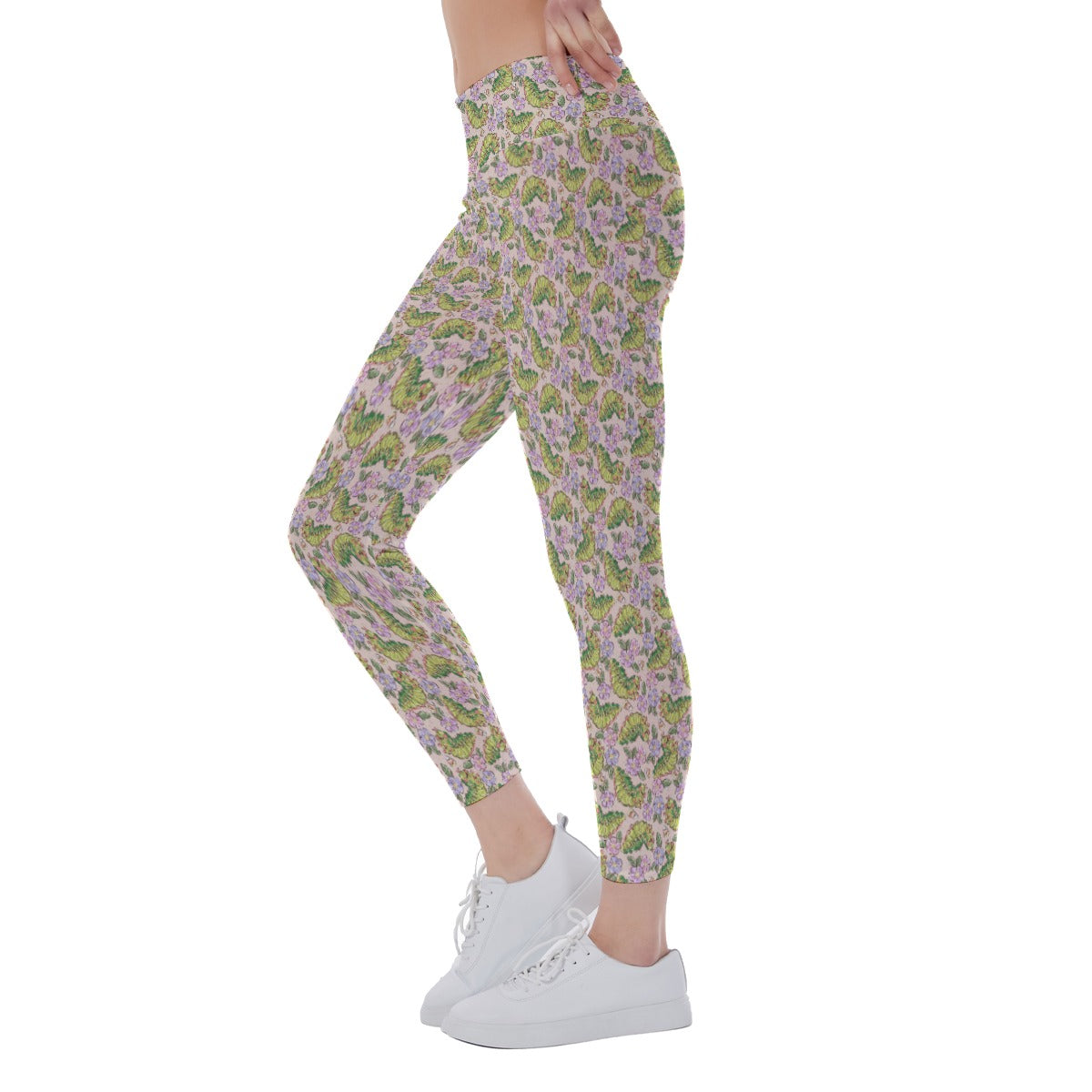 Cheerful Caterpillar Garden - Women's Yoga Leggings