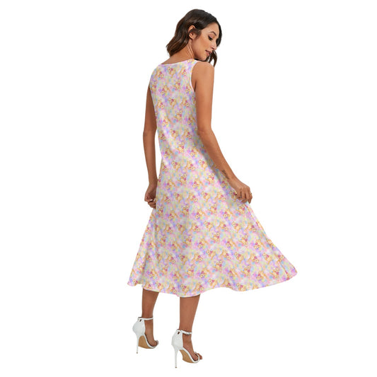 Watercolor Honey Bear - Women’s Diagonal Pocket Midi Dress