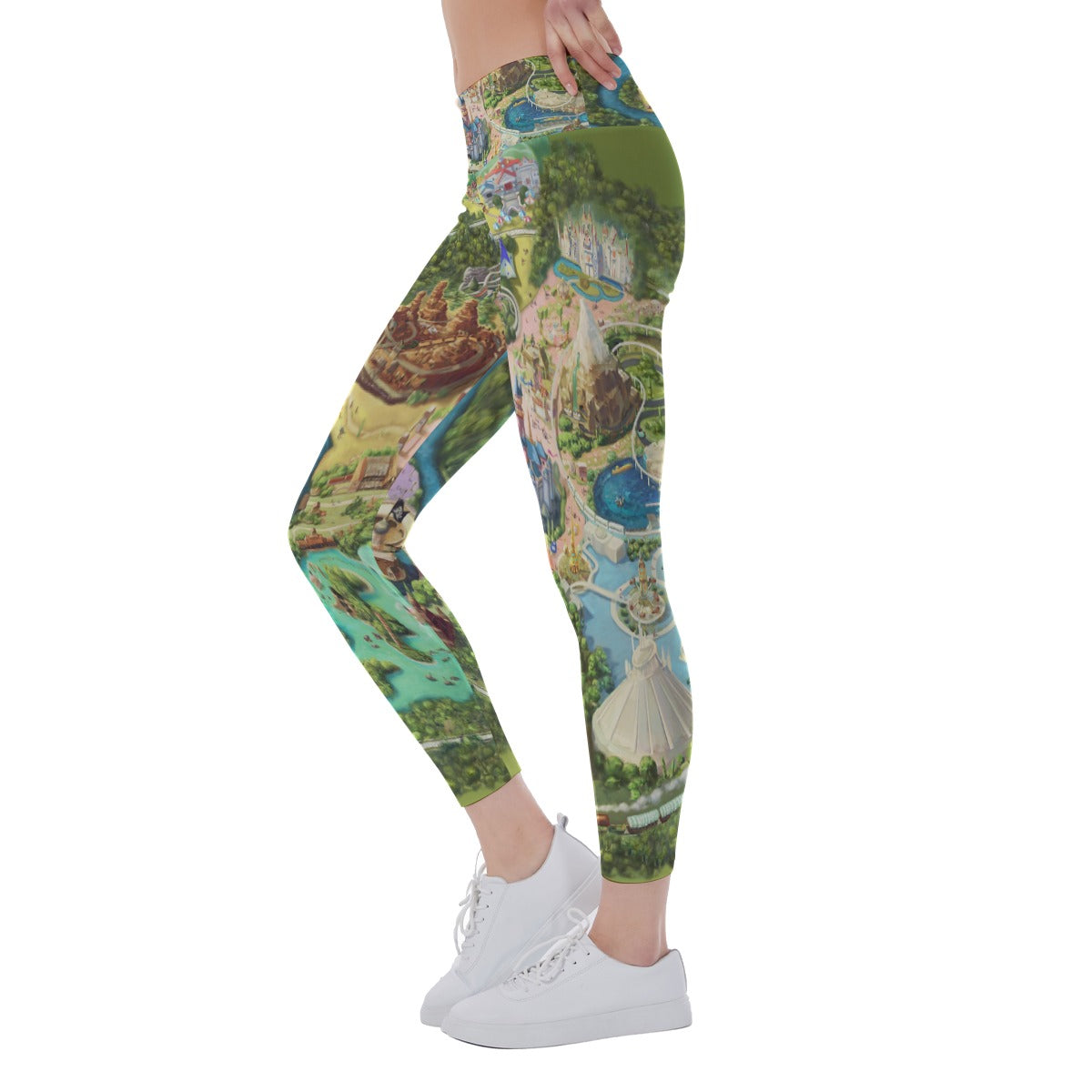 Colorful Theme Park Map - Women's Yoga Leggings