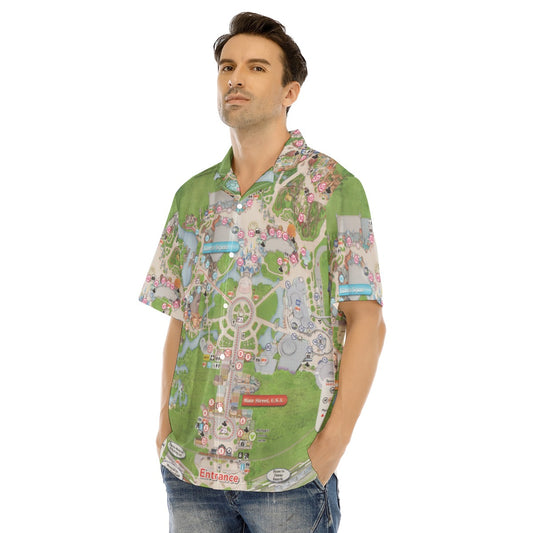 Vibrant Fantasy Park Map - Men's Hawaiian Button Up Shirt