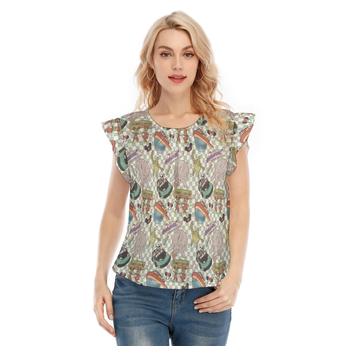 Hand Drawn EC - Women’s Flutter Sleeve Top