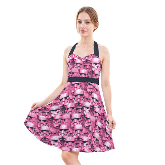 Pink Helmet Battalion - Women's Halter Vintage Pocket Dress